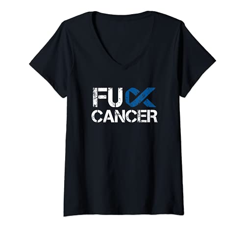Damen Fuck Cancer, Unterstützung bei Darmkrebs T-Shirt mit V-Ausschnitt Damen Fuck Cancer, Unterstützung bei Darmkrebs T-Shirt mit V-Ausschnitt von Fuck Cancer Shirt Co.
