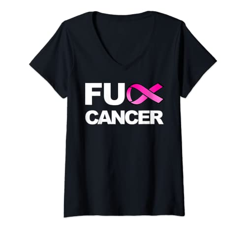 Damen Fuck Cancer for Breast Cancer Awareness T-Shirt mit V-Ausschnitt Damen Fuck Cancer for Breast Cancer Awareness T-Shirt mit V-Ausschnitt von Fuck Cancer for Breast Cancer Awareness