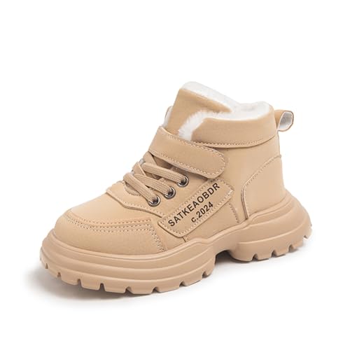Fudaolee Kinder Winterschuhe Warm Gefüttert Winterstiefel Mädchen Jungen Schneestiefel Outdoor Trekkingschuhe Rutschfeste Wanderstiefel Winterboots Khaki 28 EU = Etikett 29 von Fudaolee
