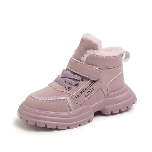 Fudaolee Kinder Winterschuhe Warm Gefüttert Winterstiefel Mädchen Jungen Schneestiefel Outdoor Trekkingschuhe Rutschfeste Wanderstiefel Winterboots Violett 36 EU = Etikett 37 von Fudaolee