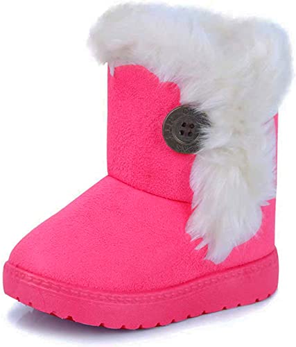 Fudaolee Kinder Winterstiefel Mädchen Warme Schneestiefel Jungen Plüsch Gefütterte Stiefeletten Baby Kleinkindschuhe Weichsohlen Schlupfstiefel Rot,30 EU = 31 Etikett von Fudaolee