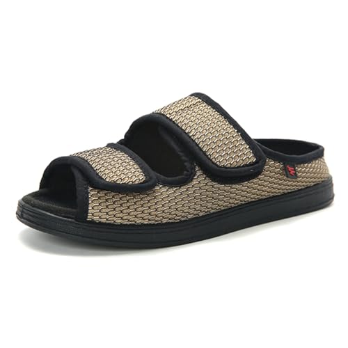 Fudaolee Sandalen Herren Rehaschuhe Klettverschluss Verbandsschuhe Damen Orthopädische Hausschuhe Weit Diabetiker Schuhe Unisex-Erwachsene Gesundheitsschuhe Therapieschuhe Braun Etikett 39 = EU 38 von Fudaolee