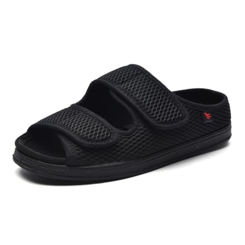 Fudaolee Sandalen Herren Rehaschuhe Klettverschluss Verbandsschuhe Damen Orthopädische Hausschuhe Weit Diabetiker Schuhe Unisex-Erwachsene Gesundheitsschuhe Therapieschuhe Schwarz Etikett 41 = EU 40 von Fudaolee