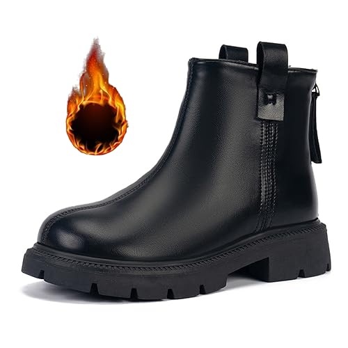 Fudaolee Stiefel Kinder Winterstiefel Mädchen Warme Winterschuhe Schneestiefel Jungen Stiefeletten Schneeschuh Wasserdicht Kurz Schlupfstiefel Etikett 26 = EU 25,Schwarz von Fudaolee