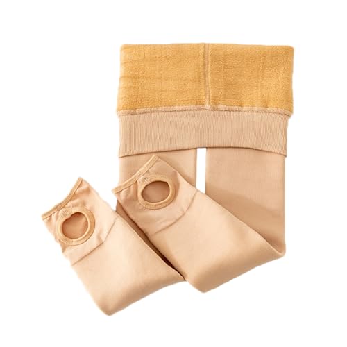 Fudaolee Thermo Strumpfhose Mädchen Gefütterte Leggings mit Fleece Kinder Dehnbar Weiche Blickdicht Strumpfhosen Warme Winterhose C-Braun, S von Fudaolee