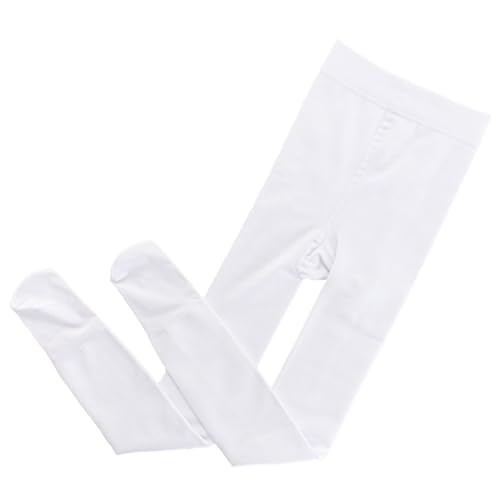 Fudaolee Thermo Strumpfhose Mädchen Gefütterte Leggings mit Fleece Kinder Dehnbar Weiche Blickdicht Strumpfhosen Warme Winterhose L-Weiß, L von Fudaolee