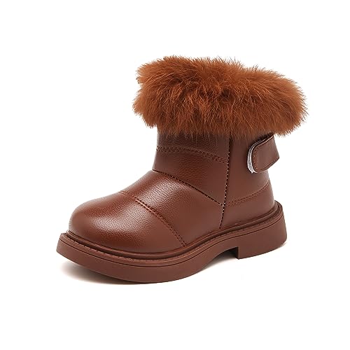 Fudaolee Winterstiefel Kinder Wärme Gefütterte Schneestiefel Mädchen Rutschfest Winterschuhe Baby Kurzschaft Stiefeletten Weiche Schlupfstiefel Kleinkinder Stiefel Braun EU 21=CN 22 von Fudaolee