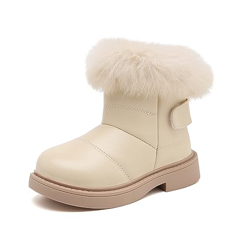 Fudaolee Winterstiefel Kinder Wärme Gefütterte Schneestiefel Mädchen Rutschfest Winterschuhe Baby Kurzschaft Stiefeletten Weiche Schlupfstiefel Kleinkinder Stiefel Weiß EU 20=CN 21 von Fudaolee