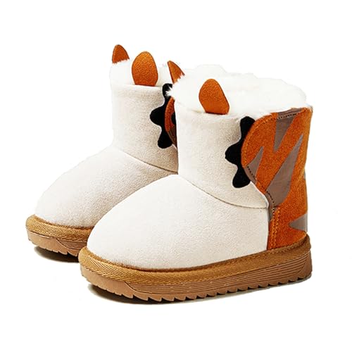 Fudaolee Winterstiefel Kinder Winterschuhe Mädchen Gefüttert Warme Schneestiefel Jungen Winterboots Rutschfest Schlupfstiefel Plüsch Stiefeletten Winter Braun 29/30 EU = Etikett 180 von Fudaolee