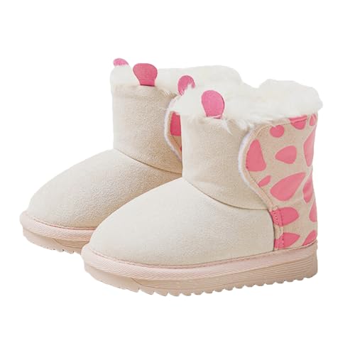 Fudaolee Winterstiefel für Kinder Plüsch Schneestiefel Kleinkind Wärme Gefüttert Schlupfstiefel Mädchen Winterschuhe Jungen Rutschfest Stiefeletten Winter Kleinkindschuhe Rosa 27/28 EU = Etikett 170 von Fudaolee