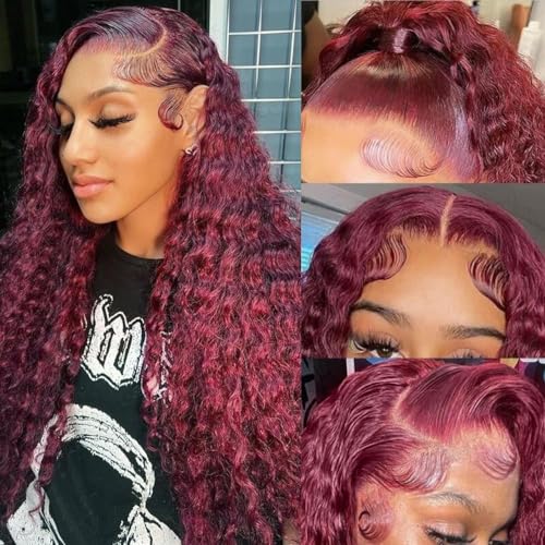 Fuduete 99J Deep Wave 13X6 Hd Transparente Front-Spitze Glueless Echthaar Perücken für schwarze Frauen 180 Dichte Burgund Deep Curly Lace Front Perücke vorgerissen Co Fuduete 99J Deep Wave 13X6 Hd Transparente Front-Spitze Glueless Echthaar Perücken für schwarze Frauen 180 Dichte Burgund Deep Curly Lace Front Perücke vorgerissen Co von Fuduete