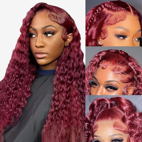 Fuduete 99J Deep Wave 13X6 Hd Transparente Front-Spitze Glueless Echthaar Perücken für schwarze Frauen 180 Dichte Burgund Deep Curly Lace Front Perücke vorgerissen Co Fuduete 99J Deep Wave 13X6 Hd Transparente Front-Spitze Glueless Echthaar Perücken für schwarze Frauen 180 Dichte Burgund Deep Curly Lace Front Perücke vorgerissen Co von Fuduete