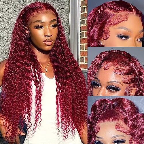Fuduete 99J Deep Wave 13X6 Hd Transparente Front-Spitze Glueless Echthaar Perücken für schwarze Frauen 180 Dichte Burgund Deep Curly Lace Front Perücke vorgerissen Co Fuduete 99J Deep Wave 13X6 Hd Transparente Front-Spitze Glueless Echthaar Perücken für schwarze Frauen 180 Dichte Burgund Deep Curly Lace Front Perücke vorgerissen Co von Fuduete