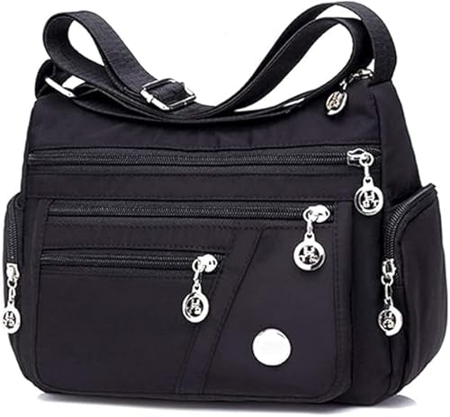 Nylon Shoulder Bag, Multi Pocket Larger Capacity Handbag, Casual Crossbody Handbag for Women, Waterproof Nylon Shoulder Handbags, Messenger Bag, Anti Theft Tote von Fueegue