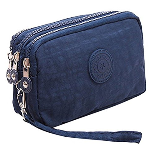 Fueerton Damen Lange Geldbörse Clutch Portemonnaie Kartenhalter Geldbeutel (Navy blau) von Fueerton