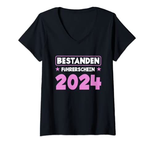 Damen Bestanden Führerschein 2024 Lustiges Führerschein T-Shirt mit V-Ausschnitt Damen Bestanden Führerschein 2024 Lustiges Führerschein T-Shirt mit V-Ausschnitt von Führerschein Fahrprüfung Fahrschüler Geschenkideen