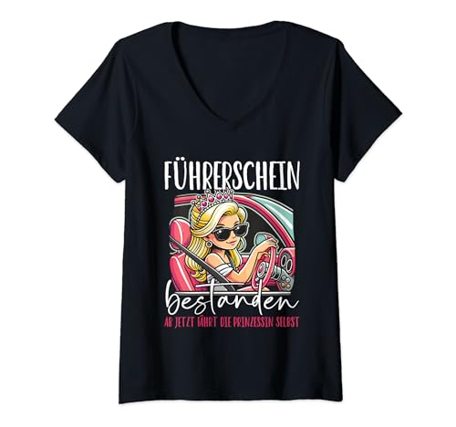 Damen Führerschein bestanden T-Shirt mit V-Ausschnitt Damen Führerschein bestanden T-Shirt mit V-Ausschnitt von Führerschein bestanden Geschenk Designs