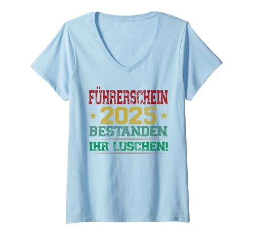 Damen Führerschein 2025 bestanden Fahrprüfung T-Shirt mit V-Ausschnitt Damen Führerschein 2025 bestanden Fahrprüfung T-Shirt mit V-Ausschnitt von Führerschein & Führerschein bestanden Geschenke