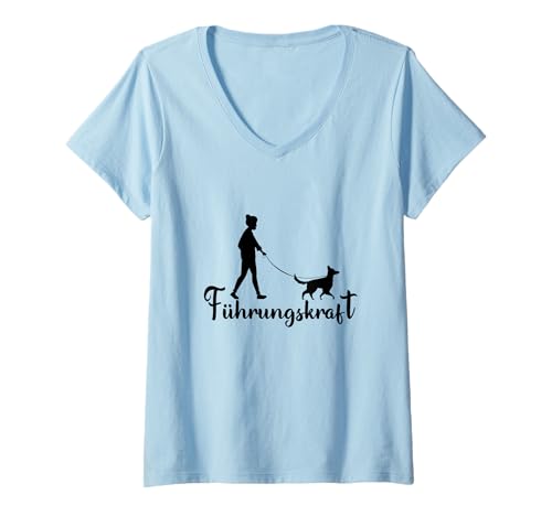 Damen Führungskraft Hundemama mit dem Hund T-Shirt mit V-Ausschnitt von Führungskraft Hundemama