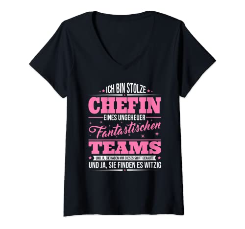 Damen Ich Bin Stolze Chefin Eines Ungeheuer Fantastischen Teams T-Shirt mit V-Ausschnitt Damen Ich Bin Stolze Chefin Eines Ungeheuer Fantastischen Teams T-Shirt mit V-Ausschnitt von Führungskraft Tshirt Chefin Jubiläum Geschenke