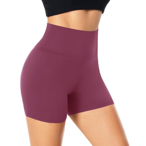 FuelMeFoot Damen Kurze Sporthose High Waist Yoga Sport Shorts Leggings für Sommer Leggins Radlerhose Fitness Hotpants Gym Bike A07-Rosa L/XL von FuelMeFoot