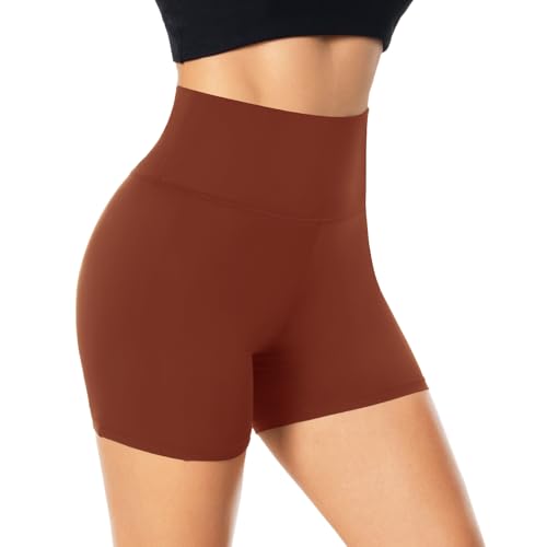 FuelMeFoot Damen Kurze Sporthose High Waist Yoga Sport Shorts Leggings für Sommer Leggins Radlerhose Fitness Hotpants Gym Bike.A09-Maroon L/XL von FuelMeFoot