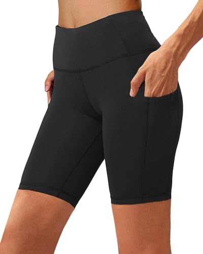 FuelMeFoot Kurze Leggings Damen Radlerhose mit Taschen High Waist Shorts Sporthose Kurze Blickdicht Sommer Yoga Hose Laufhose für Biker Gym Fitness Joggen Pilates. 01-Schwarz M von FuelMeFoot