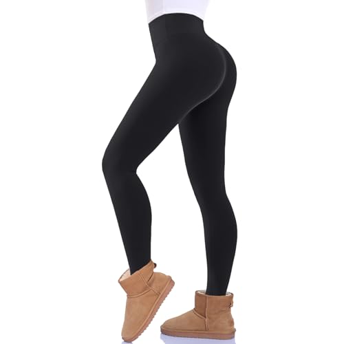 FuelMeFoot Thermo Leggings Damen Gefüttert Fleece High Waist Thermounterwäsche Warm Lang Strümpfhose Blickdicht Winter.01-Schwarz 3XL von FuelMeFoot