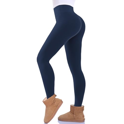 FuelMeFoot Thermo Leggings Damen Gefüttert Fleece High Waist Thermounterwäsche Warm Lang Strümpfhose Blickdicht Winter.04-Navy S/M von FuelMeFoot