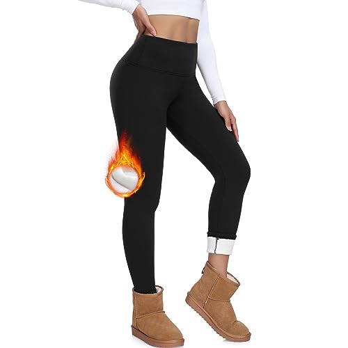 FuelMeFoot Thermo Leggings Damen Gefüttert High Waist Thermoleggins Mit Fleece Verdickte Plüsch Leggins Blickdicht Samt Thermounterwäsche Warm Strumpfhose Winter. B1-Schwarz L von FuelMeFoot