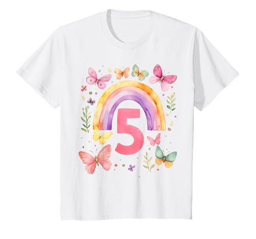 Kinder Geburtstag 5 Schmetterling Mädchen T-Shirt Kinder Geburtstag 5 Schmetterling Mädchen T-Shirt von Fünf Jahre Schmetterling 5 Geburtstag Regenbogen