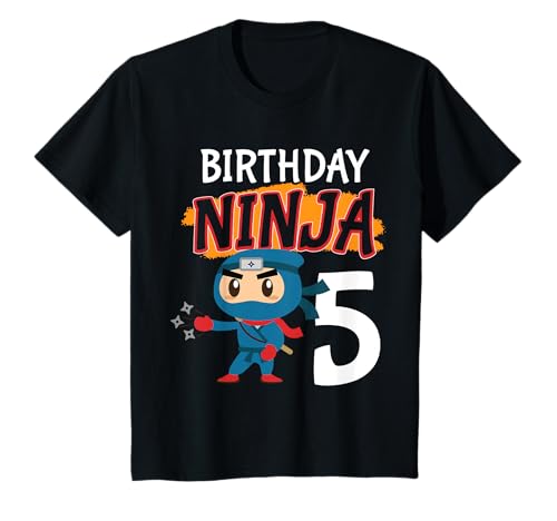 Kinder Fünfter Geburtstag Junge 5 Jahre alt fünfjähriger Ninja T-Shirt von Fünfter Geburtstag 5 Jahre alt Ninja Geschenke