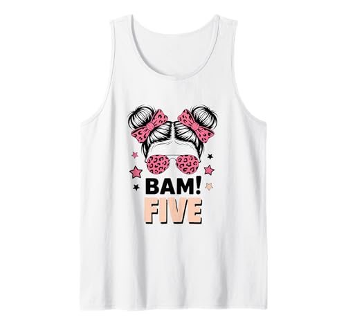 5. Geburtstag Mädchen Messy Bun Bäm! Fünf Jahre Alt Tank Top von Fünfter Geburtstag & 5. Geburtstag Design