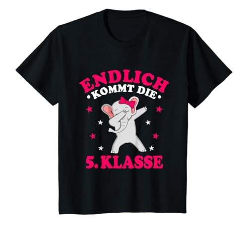 Kinder Endlich 5.Klasse Elefant Klassenwechsel Mädchen Schulanfang T-Shirt Kinder Endlich 5.Klasse Elefant Klassenwechsel Mädchen Schulanfang T-Shirt von Fünftklässlerin Gymnasium Schulbeginn Klasse 5