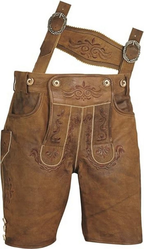 Fuente Leather Wears Trachtenlederhose Lederbermuda Herren Büffellederhose Short in Beige braun von Fuente Leather Wears