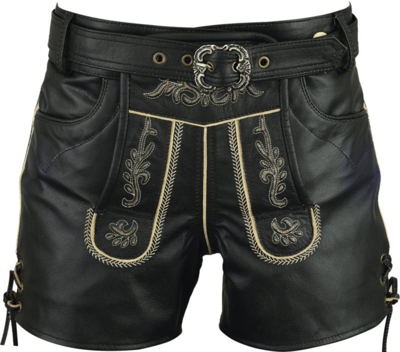 Fuente Leather Wears Trachtenlederhose kurz Damen Schwarz Glattleder von Fuente Leather Wears