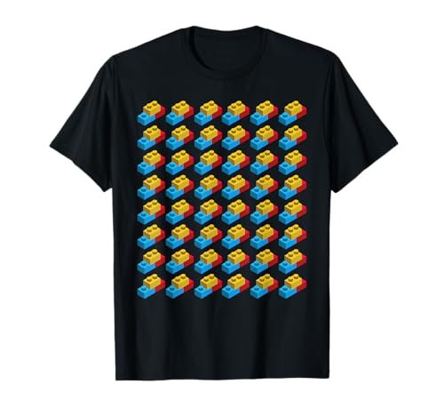 Für AFOL, AFOB, Brick- und Klemmbausteinliebhaber - Damen - Frauen - Klassische Passform - Schwarz - S - Kurzarm - T-Shirt - Klemmbaustein-Muster-T-Shirt von Für AFOL, AFOB, Brick- und Klemmbausteinliebhaber