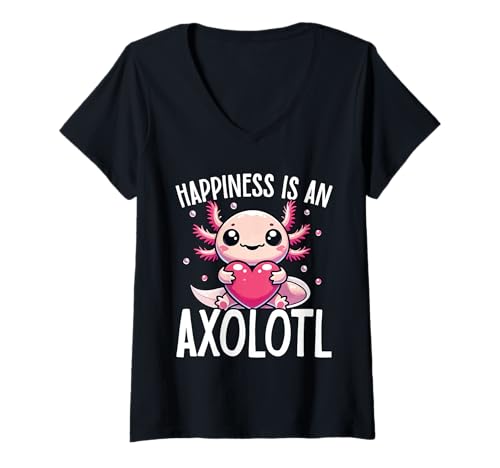 Damen Glück Ist EIN Axolotl, Süßes Tier T-Shirt mit V-Ausschnitt Damen Glück Ist EIN Axolotl, Süßes Tier T-Shirt mit V-Ausschnitt von Für Axolotl Liebhaber Und Tierwortspiel