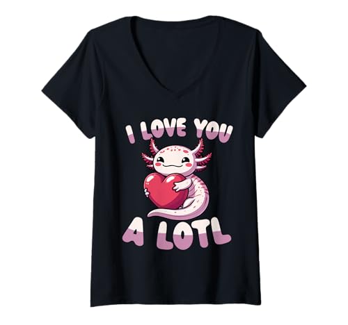 Damen Ich Liebe Dich Sehr, Süßes Axolotl-Wortspiel T-Shirt mit V-Ausschnitt Damen Ich Liebe Dich Sehr, Süßes Axolotl-Wortspiel T-Shirt mit V-Ausschnitt von Für Axolotl Liebhaber Und Tierwortspiel