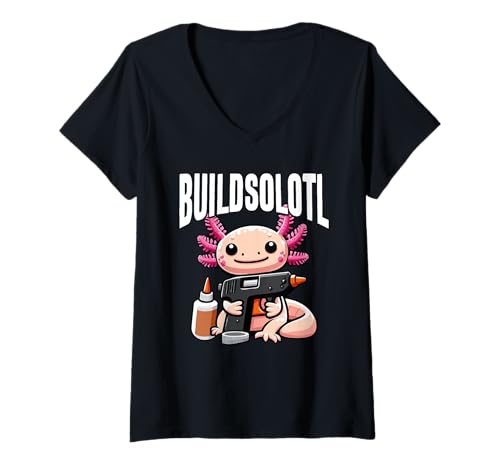 Damen Lustiger Axolotl-Bauer DIY Bastel T-Shirt mit V-Ausschnitt von Für Axolotl Liebhaber Und Tierwortspiel
