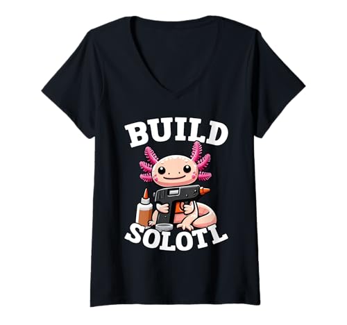 Damen Lustiger Axolotl-Bauer DIY Bastel T-Shirt mit V-Ausschnitt von Für Axolotl Liebhaber Und Tierwortspiel
