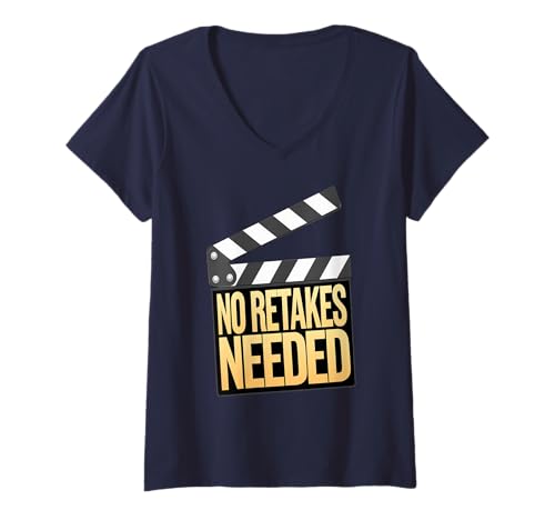 Damen Keine Wiederholung Nötig Film Humor Selbstbewusst T-Shirt mit V-Ausschnitt Damen Keine Wiederholung Nötig Film Humor Selbstbewusst T-Shirt mit V-Ausschnitt von Für Filmemacher Regie Lustige Aussage