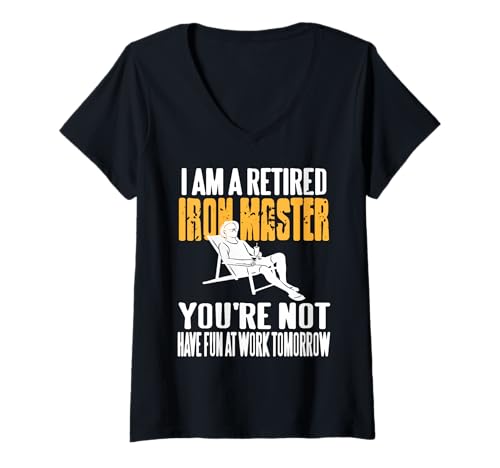 Damen Pensionierter Eisenmeister Lustiger Ruhespruch T-Shirt mit V-Ausschnitt Damen Pensionierter Eisenmeister Lustiger Ruhespruch T-Shirt mit V-Ausschnitt von Für Handwerker Im Ruhestand Mit Humor