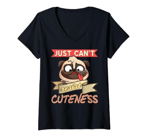 Damen Einfach zu süß Lustiger Mops-Hundeliebhaber Spruch T-Shirt mit V-Ausschnitt Damen Einfach zu süß Lustiger Mops-Hundeliebhaber Spruch T-Shirt mit V-Ausschnitt von Für Haustierfreunde und Fans von niedlichen Möpsen