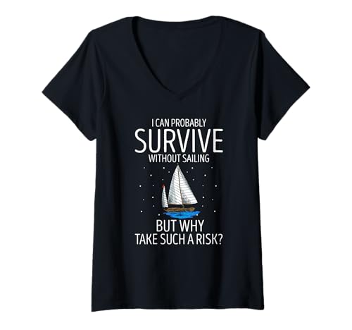 Damen Warum Ohne Segeln Leben Wenn Du Auch Segeln Kannst T-Shirt mit V-Ausschnitt Damen Warum Ohne Segeln Leben Wenn Du Auch Segeln Kannst T-Shirt mit V-Ausschnitt von Für Leute Die Segeln Über Alles Lieben