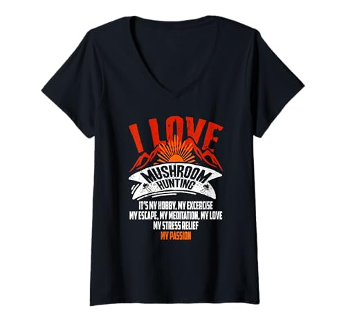 Damen Ich Liebe Pilzsammeln Natur und Hobby T-Shirt mit V-Ausschnitt Damen Ich Liebe Pilzsammeln Natur und Hobby T-Shirt mit V-Ausschnitt von Für Naturliebhaber und Forager Fans