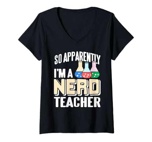 Damen Anscheinend Bin ich EIN Nerd Lehrer Witz Chemie T-Shirt mit V-Ausschnitt Damen Anscheinend Bin ich EIN Nerd Lehrer Witz Chemie T-Shirt mit V-Ausschnitt von Für Naturwissenschafts-Nerds und Lehrer