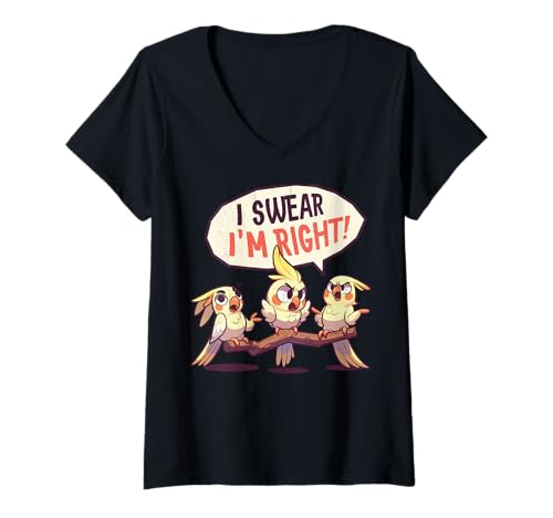 Damen Lustiges Papageien Design. Ich schwöre, ich Habe Recht. T-Shirt mit V-Ausschnitt von Für Sarkasmus- und Vogel-Liebhaber