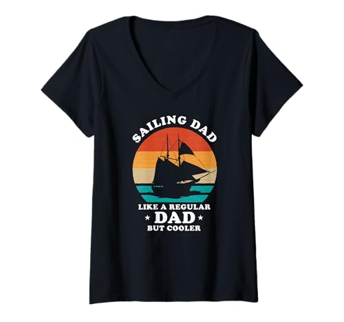 Damen Segelnder Papa Wie EIN Normaler Nur Viel Cooler Lustig T-Shirt mit V-Ausschnitt Damen Segelnder Papa Wie EIN Normaler Nur Viel Cooler Lustig T-Shirt mit V-Ausschnitt von Für Segelnde Väter Mit Meereshumor