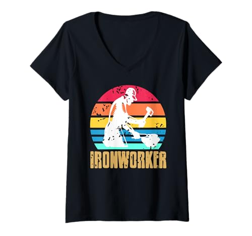 Damen Vintage Eisenarbeiter Handwerk Retro Look T-Shirt mit V-Ausschnitt Damen Vintage Eisenarbeiter Handwerk Retro Look T-Shirt mit V-Ausschnitt von Für Stolze Arbeiter Im Metallbau
